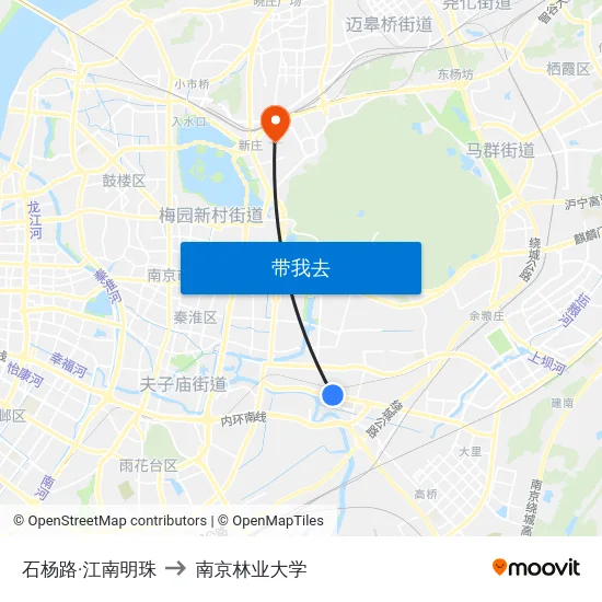 石杨路·江南明珠 to 南京林业大学 map