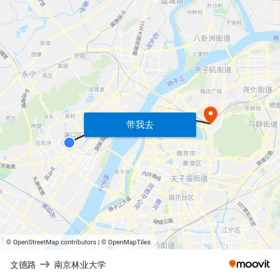 文德路 to 南京林业大学 map