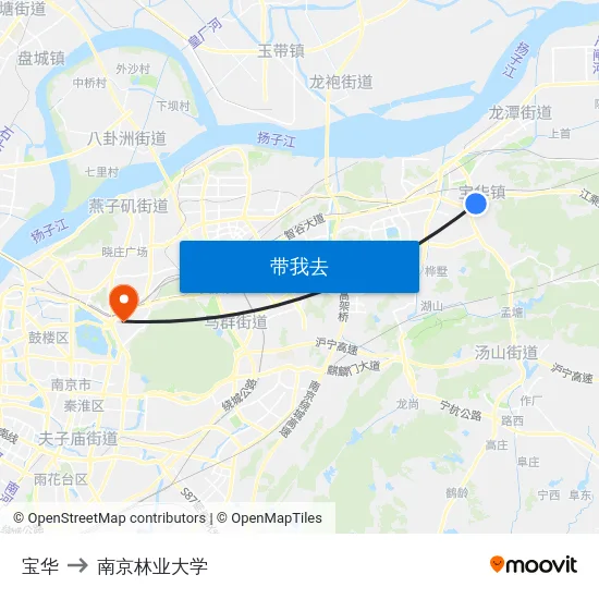 宝华 to 南京林业大学 map