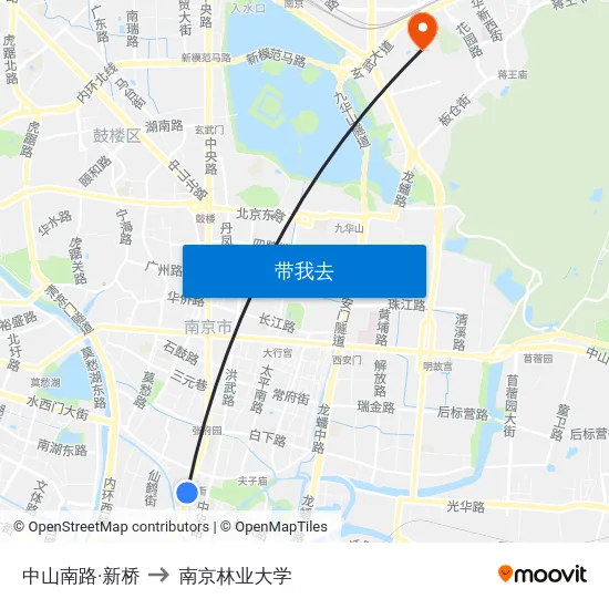 中山南路·新桥 to 南京林业大学 map