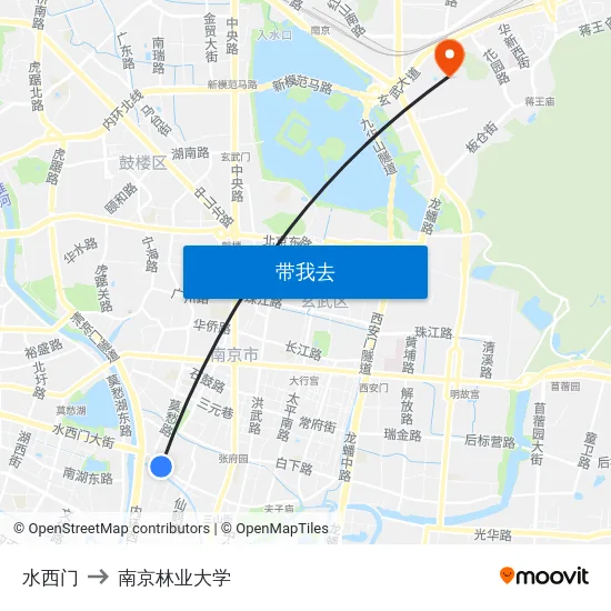 水西门 to 南京林业大学 map
