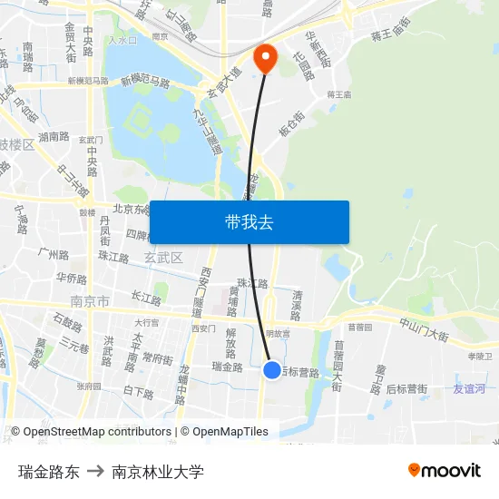 瑞金路东 to 南京林业大学 map
