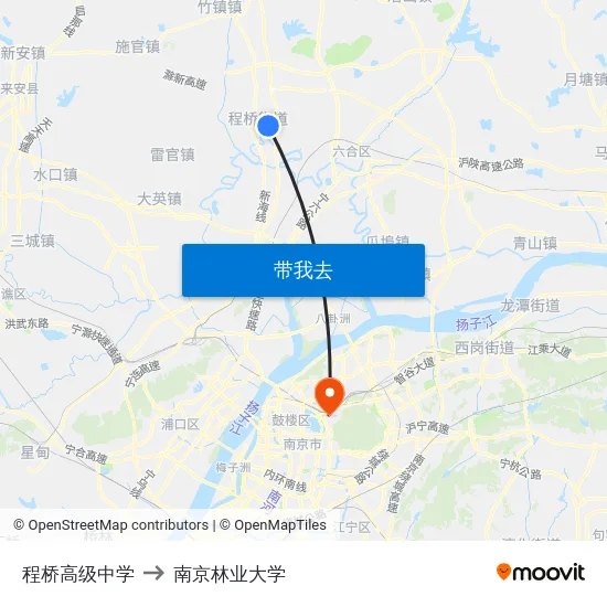 程桥高级中学 to 南京林业大学 map