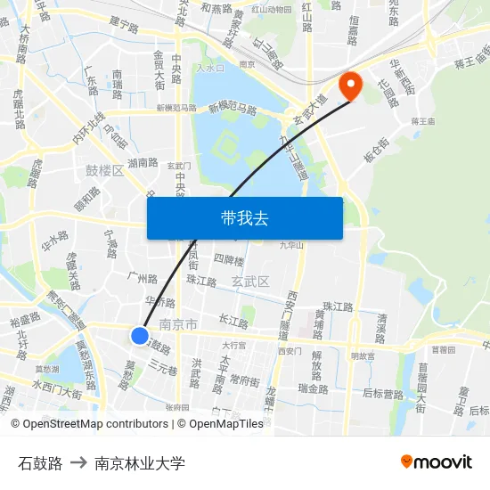石鼓路 to 南京林业大学 map