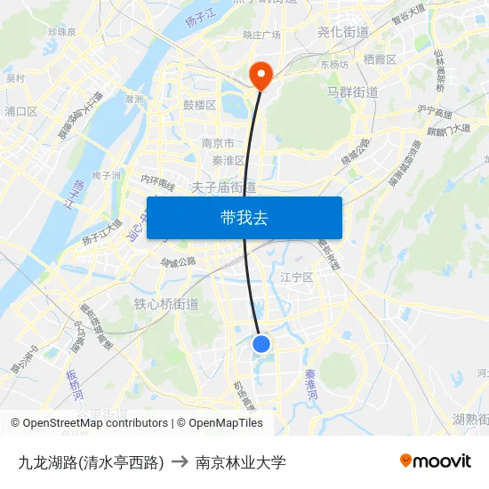 九龙湖路(清水亭西路) to 南京林业大学 map