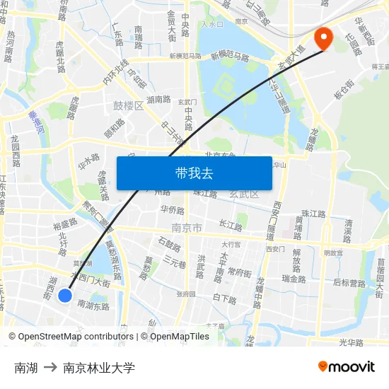 南湖 to 南京林业大学 map