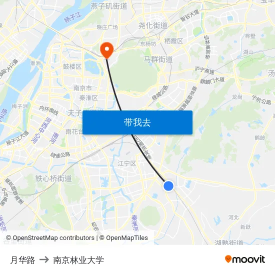 月华路 to 南京林业大学 map