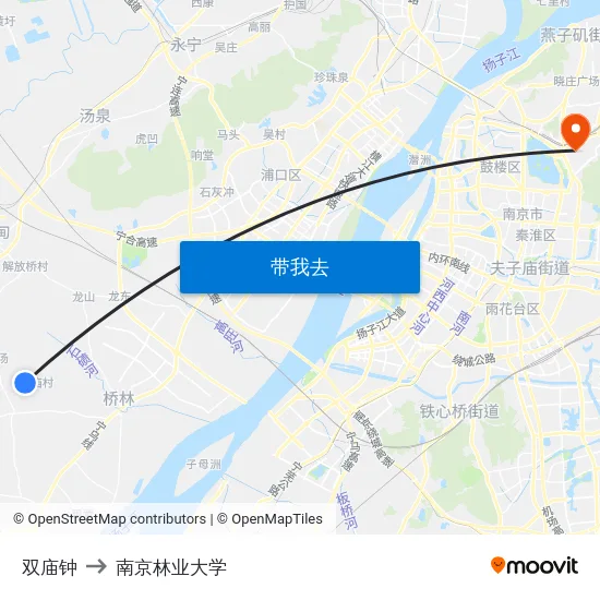 双庙钟 to 南京林业大学 map