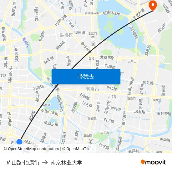 庐山路·怡康街 to 南京林业大学 map