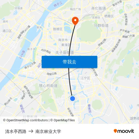清水亭西路 to 南京林业大学 map