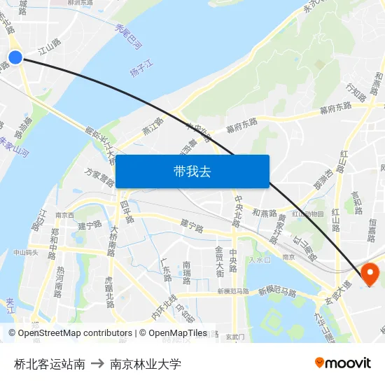 桥北客运站南 to 南京林业大学 map