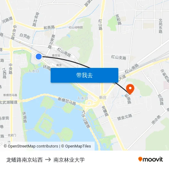 龙蟠路南京站西 to 南京林业大学 map