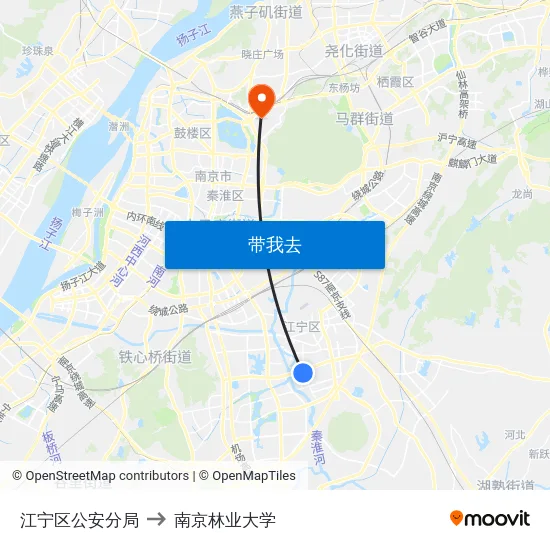 江宁区公安分局 to 南京林业大学 map