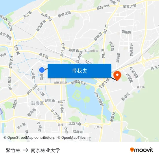 紫竹林 to 南京林业大学 map