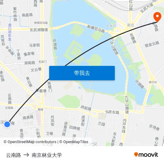 云南路 to 南京林业大学 map