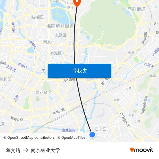 萃文路 to 南京林业大学 map