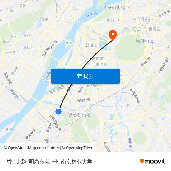 岱山北路·明尚东苑 to 南京林业大学 map
