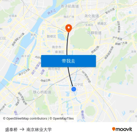 盛泰桥 to 南京林业大学 map