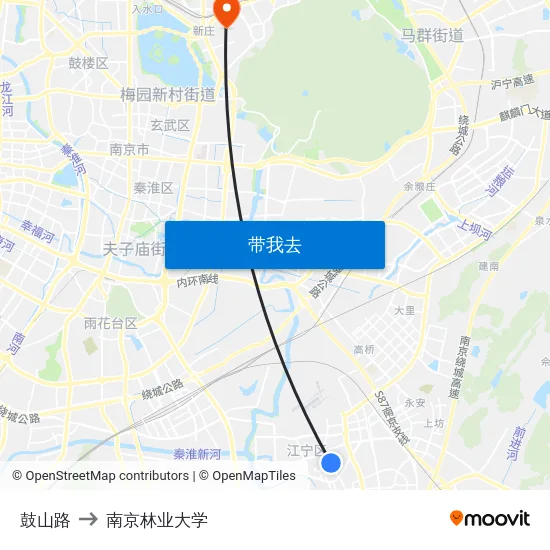 鼓山路 to 南京林业大学 map