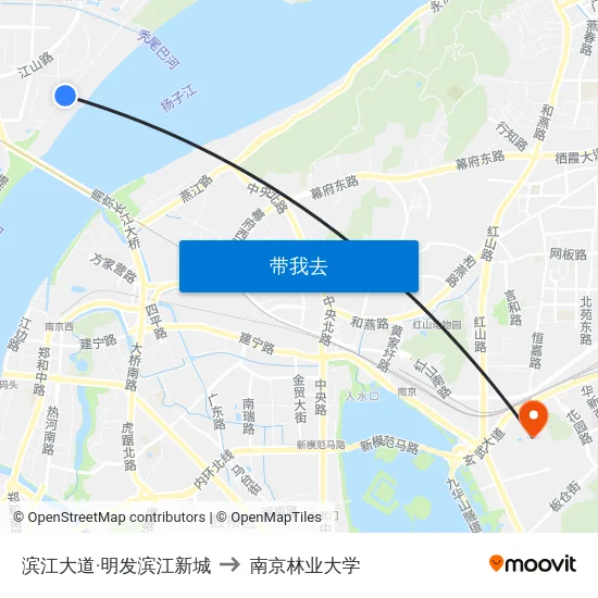 滨江大道·明发滨江新城 to 南京林业大学 map