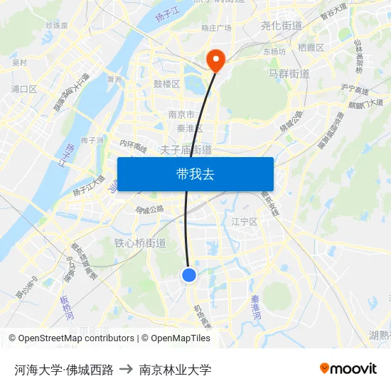 河海大学·佛城西路 to 南京林业大学 map
