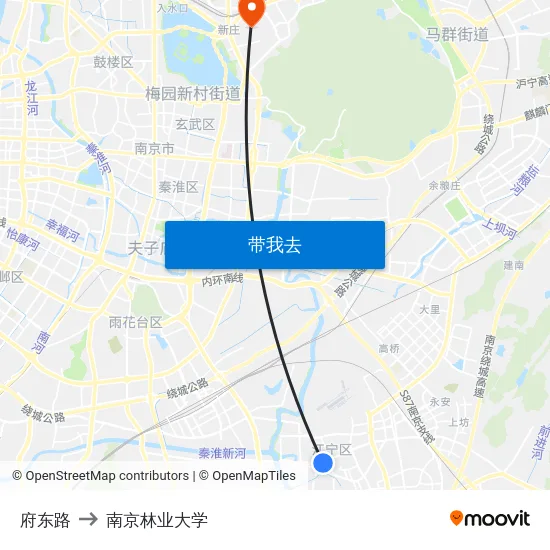 府东路 to 南京林业大学 map