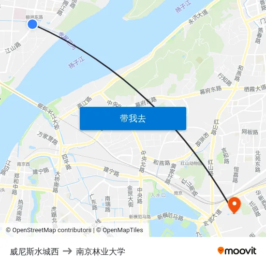 威尼斯水城西 to 南京林业大学 map