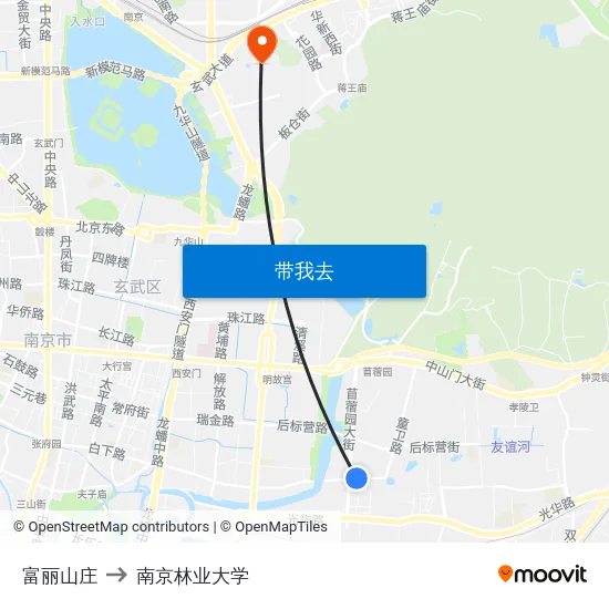 富丽山庄 to 南京林业大学 map