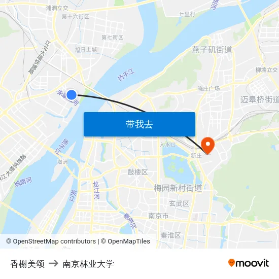 香榭美颂 to 南京林业大学 map