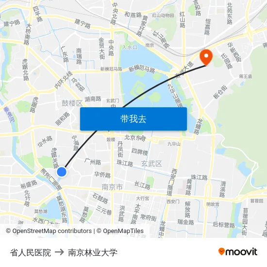 省人民医院 to 南京林业大学 map