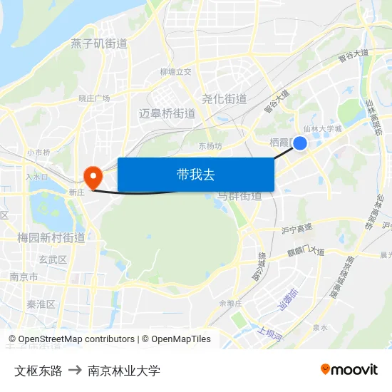 文枢东路 to 南京林业大学 map