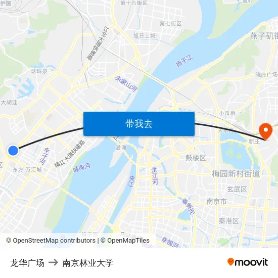 龙华广场 to 南京林业大学 map