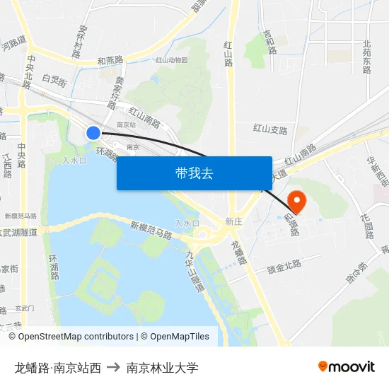龙蟠路·南京站西 to 南京林业大学 map