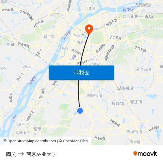 陶吴 to 南京林业大学 map