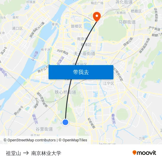 祖堂山 to 南京林业大学 map