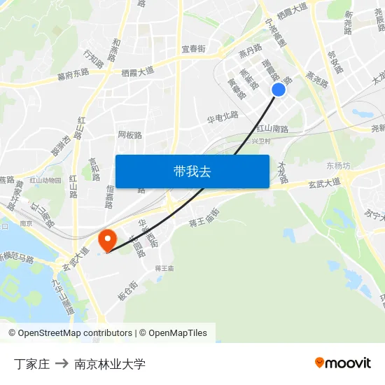 丁家庄 to 南京林业大学 map