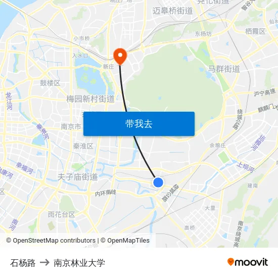 石杨路 to 南京林业大学 map