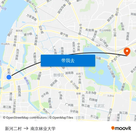 新河二村 to 南京林业大学 map