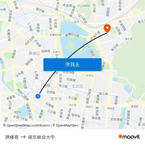 牌楼巷 to 南京林业大学 map
