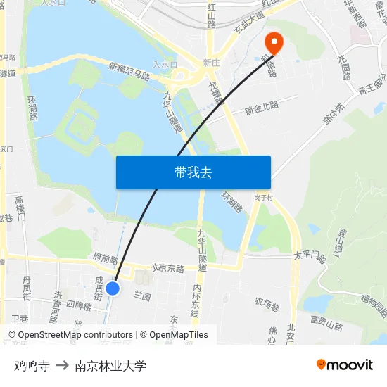 鸡鸣寺 to 南京林业大学 map