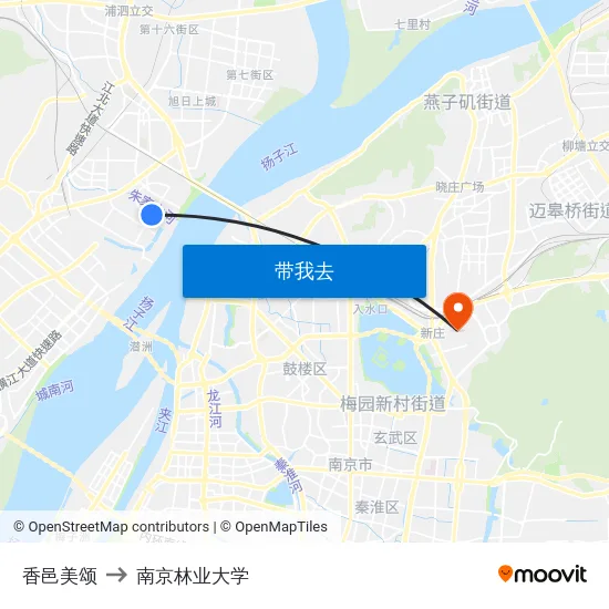 香邑美颂 to 南京林业大学 map