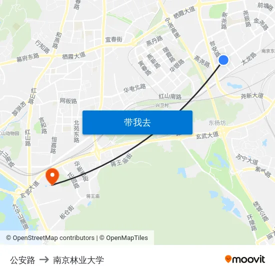 公安路 to 南京林业大学 map
