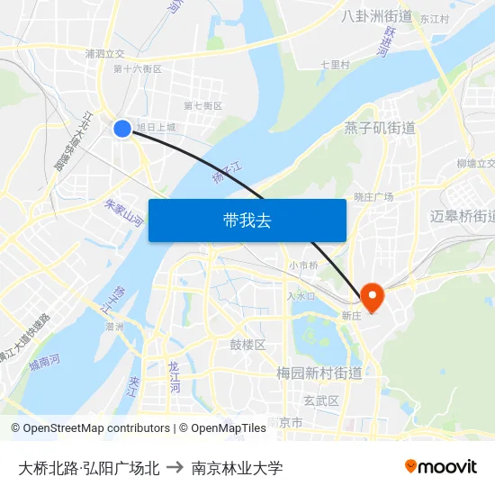 大桥北路·弘阳广场北 to 南京林业大学 map