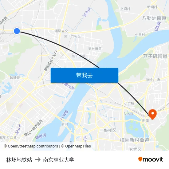 林场地铁站 to 南京林业大学 map