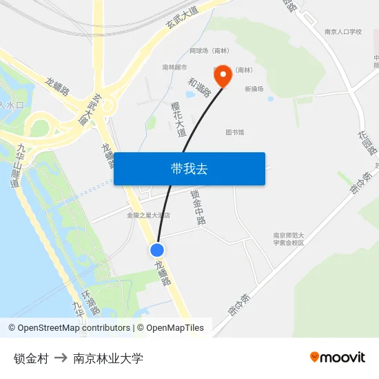 锁金村 to 南京林业大学 map