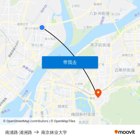 南浦路·浦洲路 to 南京林业大学 map