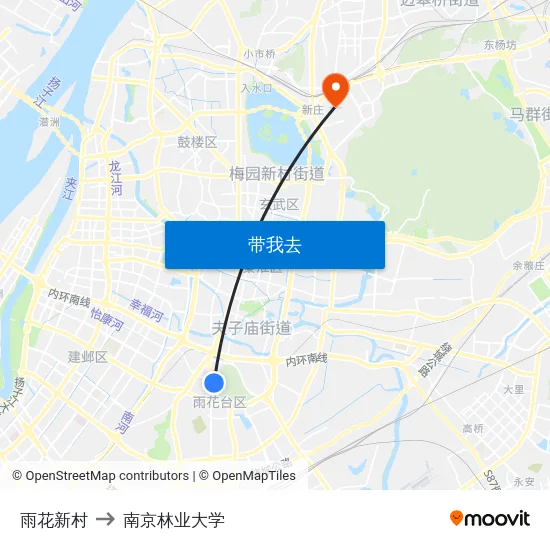 雨花新村 to 南京林业大学 map