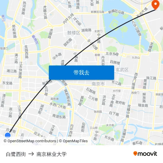 白鹭西街 to 南京林业大学 map
