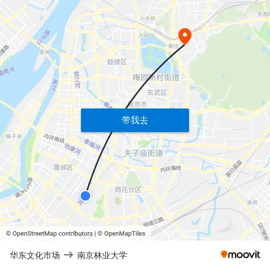 华东文化市场 to 南京林业大学 map
