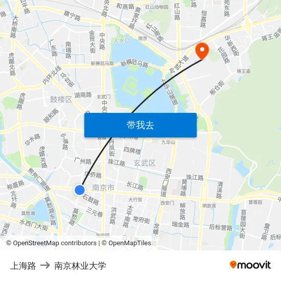 上海路 to 南京林业大学 map